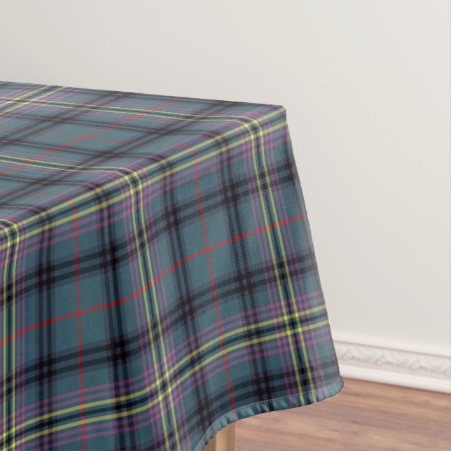 Clan Kennedy Teal Green and Black Ancient Tartan Tablecloth (In Situ)