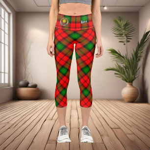Clan Kerr Crest over Tartan Capri Leggings
