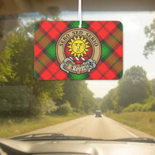Clan Kerr Crest over Tartan Car Air Freshener