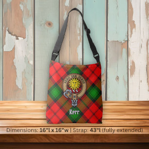 Clan Kerr Crest over Tartan Crossbody Bag