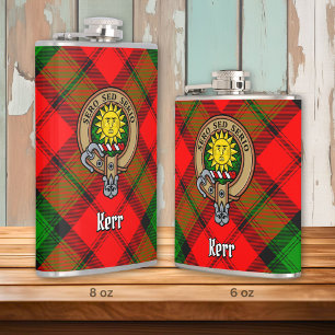 Clan Kerr Crest over Tartan Hip Flask