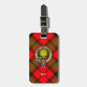 Clan Kerr Crest over Tartan Luggage Tag