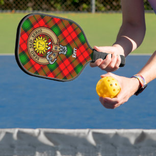 Clan Kerr Crest over Tartan Pickleball Paddle