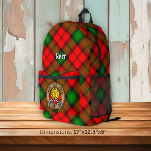 Clan Kerr Crest over Tartan Printed Backpack