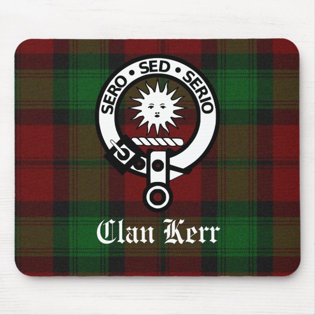 Clan Kerr Crest & Tartan Customisable Mouse Pad (Front)