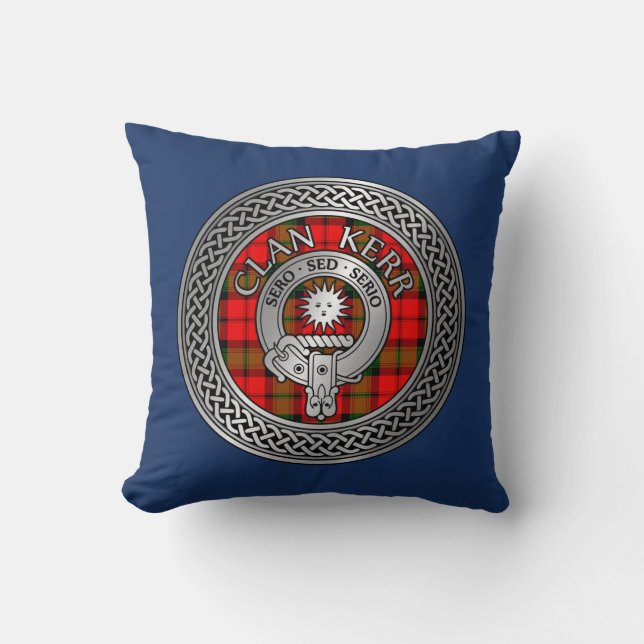 Clan Kerr Crest & Tartan Knot Cushion (Front)