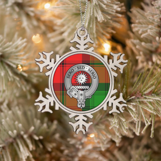 Clan Kerr Crest & Tartan Snowflake Pewter Christmas Ornament (Tree)