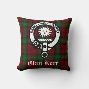 Clan Kerr Tartan and Crest Badge Cushion