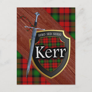 Clan Kerr Tartan Sword & Shield Postcard