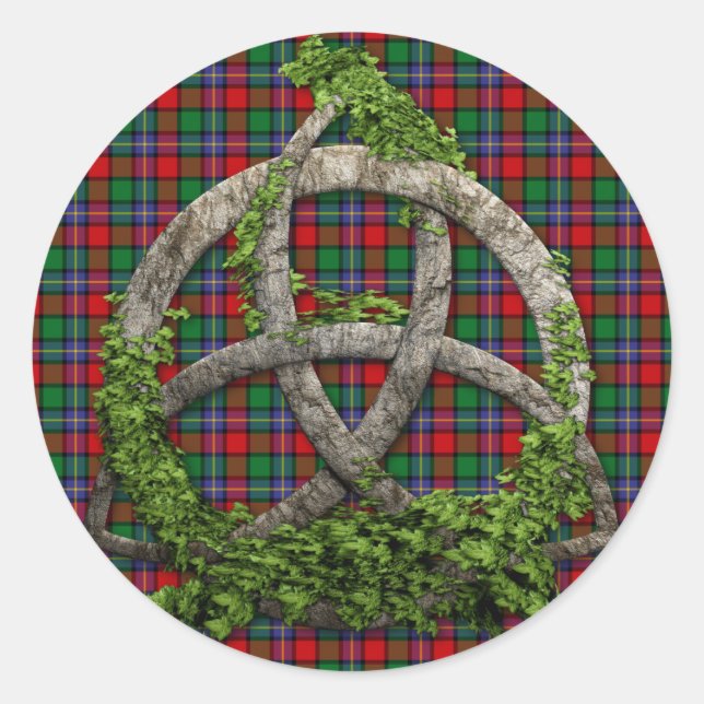 Clan Kilgore Tartan Celtic Trinity Classic Round Sticker (Front)