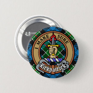 Clan Kirkpatrick Crest over Tartan 6 Cm Round Badge