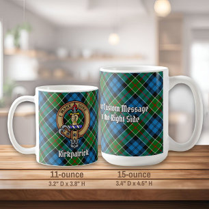 Clan Kirkpatrick Crest over Tartan Coffee Mug