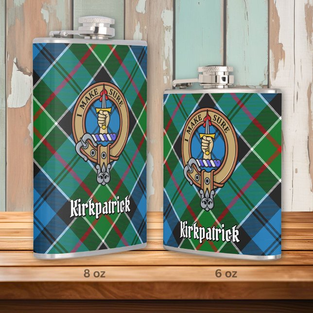 Clan Kirkpatrick Crest over Tartan Hip Flask (Creator Uploaded)