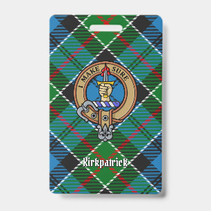 Clan Kirkpatrick Crest over Tartan ID Badge