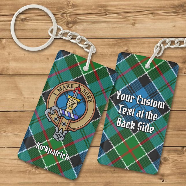 Clan Kirkpatrick Crest over Tartan Key Ring (Creator Uploaded)