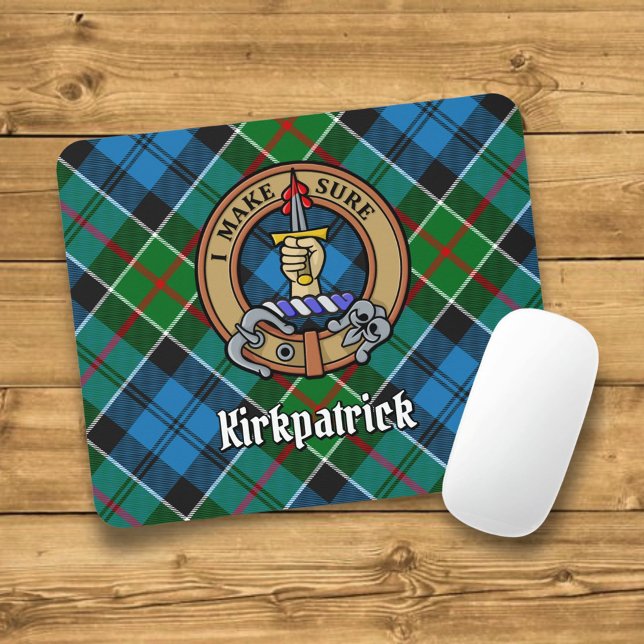 Clan Kirkpatrick Crest over Tartan Mouse Pad (Creator Uploaded)
