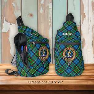 Clan Kirkpatrick Crest over Tartan Sling Bag