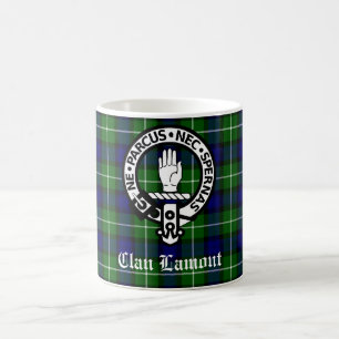 Clan Lamont Crest Badge and Tartan Coffee Mug