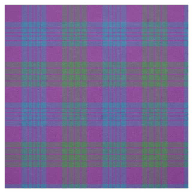 Clan Lang Tartan Purple, Green and Blue Plaid Fabric (Swatch)