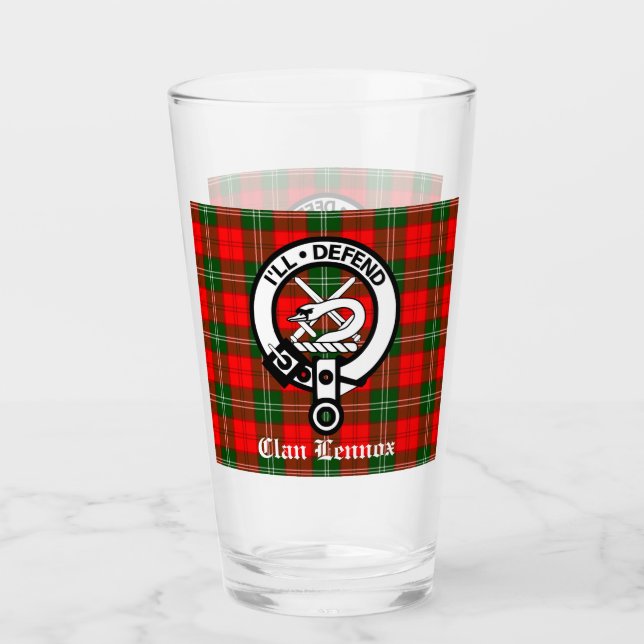 Clan Lennox Crest Badge & Tartan  Glass (Front)