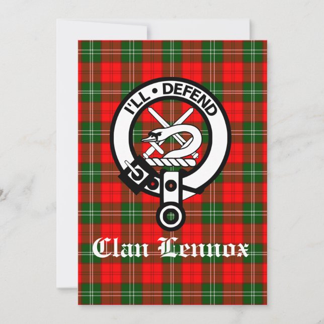 Clan Lennox Crest Badge & Tartan Greeting Card (Front)