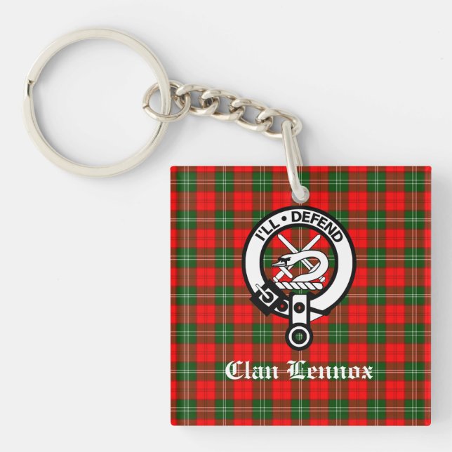 Clan Lennox Crest Badge & Tartan Key Ring (Front)