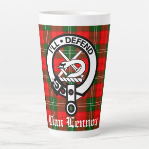 Clan Lennox Crest Badge & Tartan Latte Mug