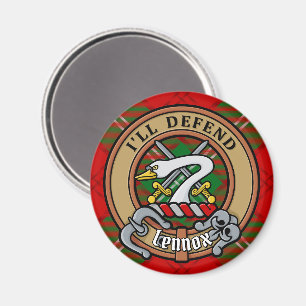Clan Lennox Crest over Tartan Magnet