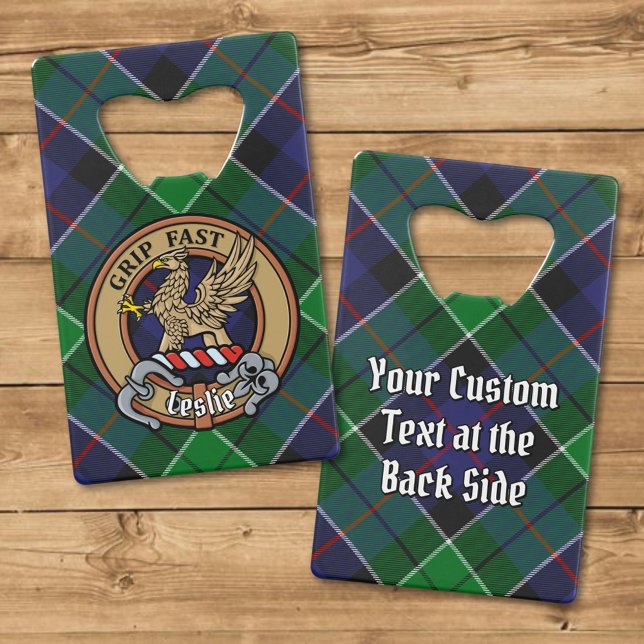 Clan Leslie Crest over Hunting Tartan (Creator Uploaded)