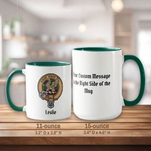 Clan Leslie Crest over Hunting Tartan Mug