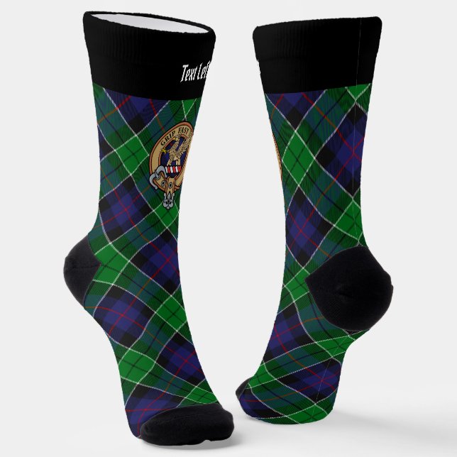 Clan Leslie Crest over Hunting Tartan Socks (Angled)