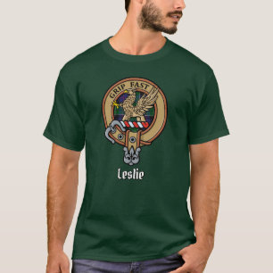 Clan Leslie Crest over Hunting Tartan T-Shirt