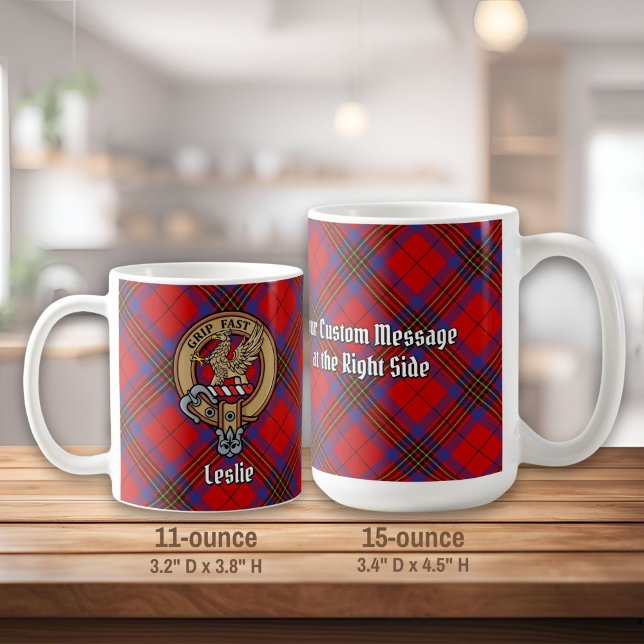 Clan Leslie Crest over Red Tartan Coffee Mug (Creator Uploaded)