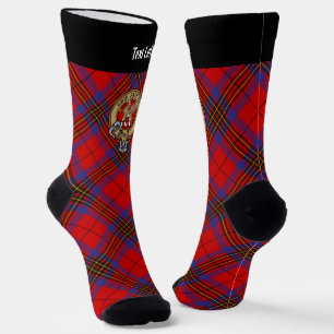 Clan Leslie Crest over Red Tartan Socks