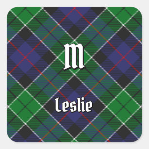 Clan Leslie Hunting Tartan Square Sticker