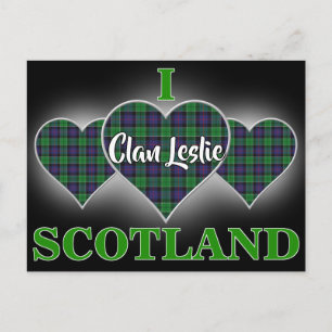 Clan Leslie I Love Scotland Hunting Tartan Heart Postcard