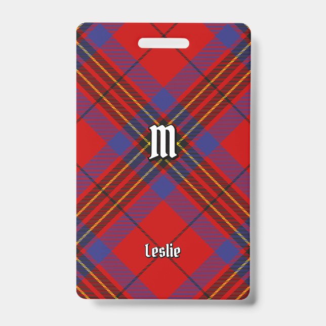 Clan Leslie Red Tartan ID Badge (Front)