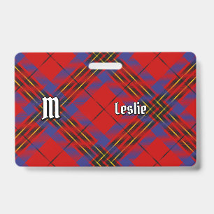 Clan Leslie Red Tartan ID Badge
