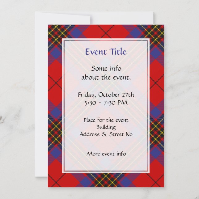 Clan Leslie Red Tartan Invitation (Back)