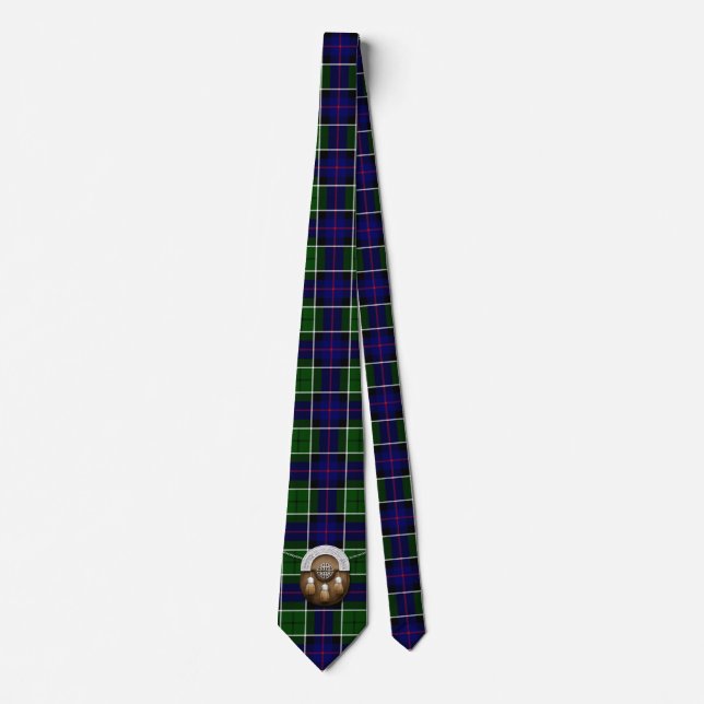 Clan Leslie Tartan And Sporran Tie (Front)