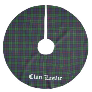 Clan Leslie Tartan Plaid Brushed Polyester Tree Skirt
