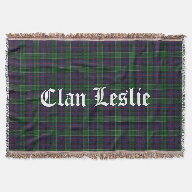 Clan Leslie Tartan Throw Blanket (Front)