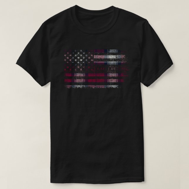 Clan Lindsay Dress Dance Scottish tartan US flag k T-Shirt (Design Front)