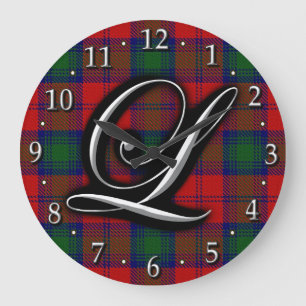 Clan Lindsay Lindsey Letter L Monogram Tartan Large Clock