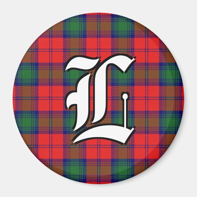 Clan Lindsay Red and Green Tartan Plaid Accents Magnet (Front)