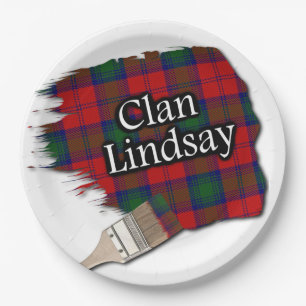 Clan Lindsay Scottish Tartan Paint Brush Paper Plate
