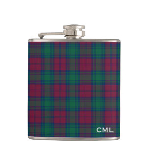 Clan Lindsay Tartan Monogrammed Hip Flask