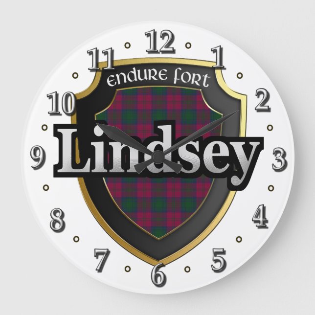 Clan Lindsey Tartan Scottish Dream Clock (Front)