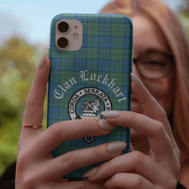 Clan Lockhart Crest Badge & Tartan Case-Mate iPhone Case (Clan Lockhart phone cover available for both iPhone and Android phones.)