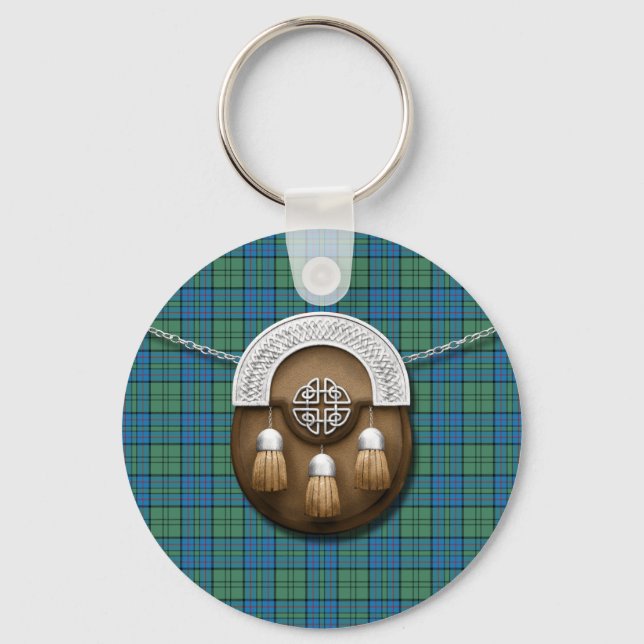 Clan Lockhart Tartan And Sporran Key Ring (Front)